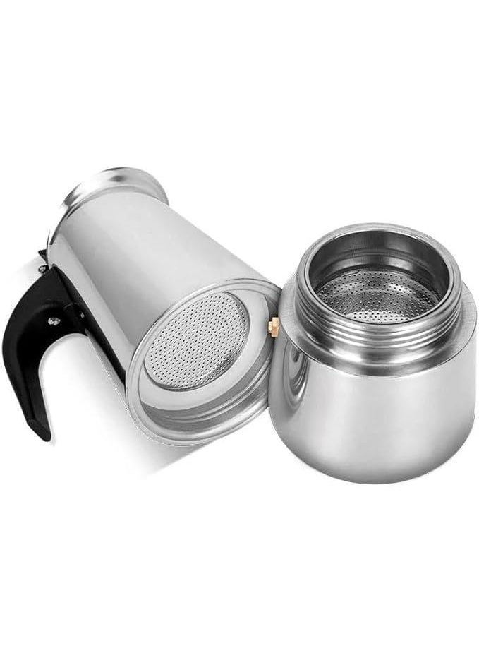 ماكينة تحضير الإسبريسو من الستانلس ستيل – موكا بوت إيطالية يدوية تعمل على الموقد – سعة 2 كوب – تصميم عصري - Image 5